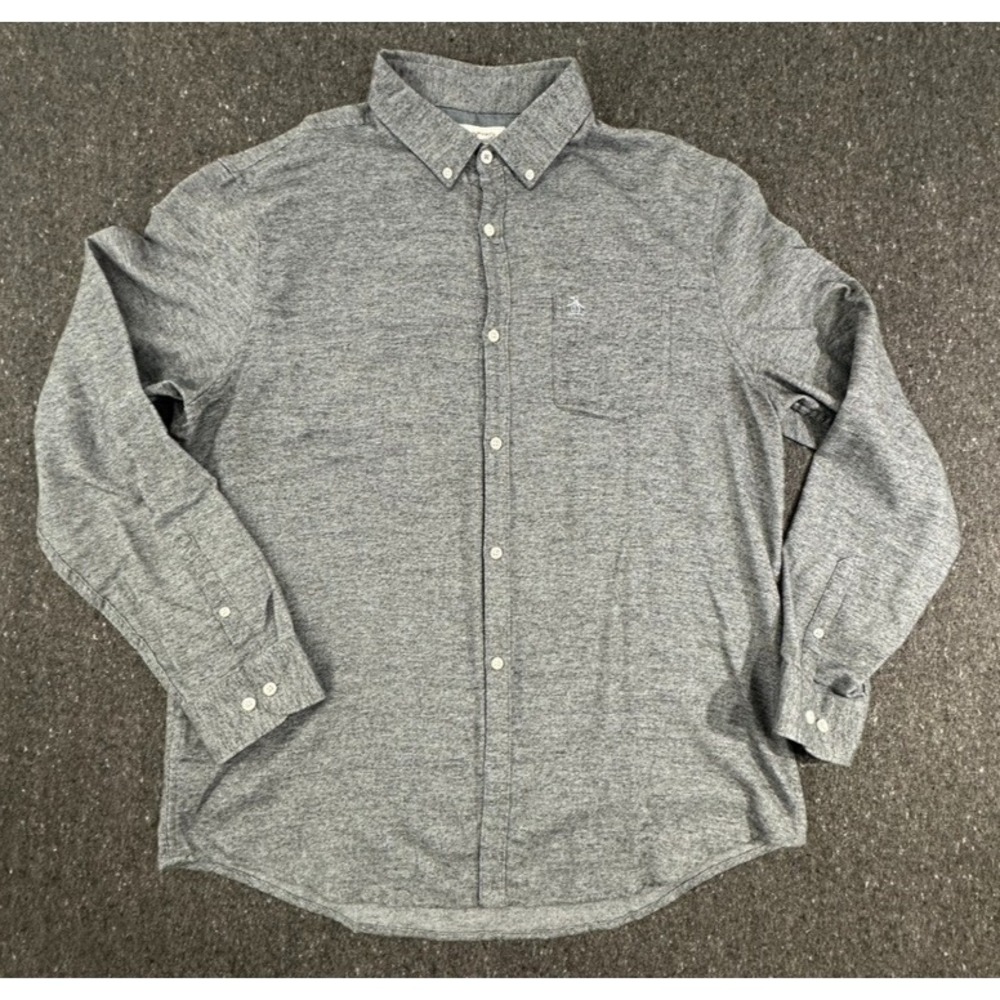Original Penguin Gray Long Sleeve button down shirt Pocket Logo Mens Size XL